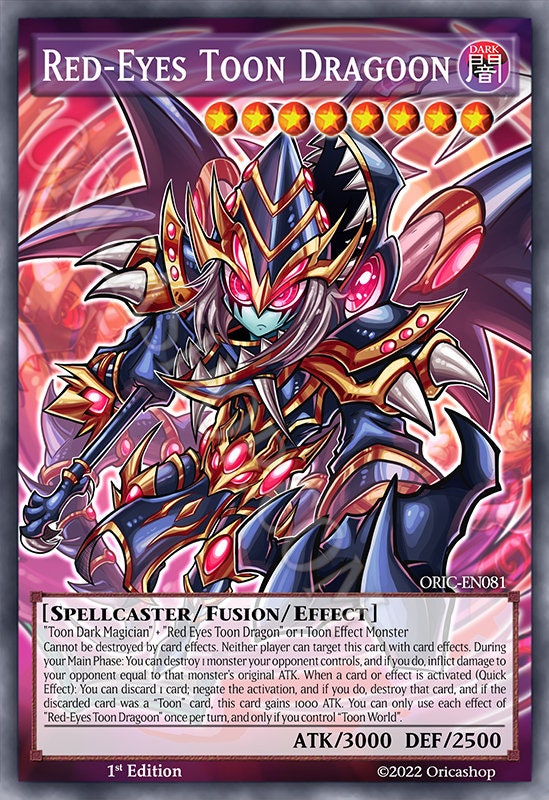 Redeyes Toon Dragoon Fullart Orica Card Dark Magician Red Etsy