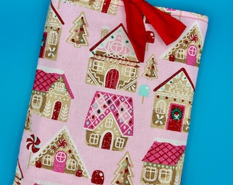 Pink Gingerbread House Kindle Sleeve with bow tie | ebook pocket | e reader accessories | book accessories