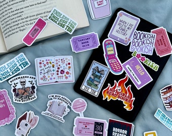 Kindle Bookish Sticker Bundle Pack - 10 water resistant stickers