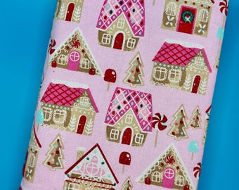 Pink Gingerbread House Book Sleeve with bow tie | reader accessories | book accessories | gift for her