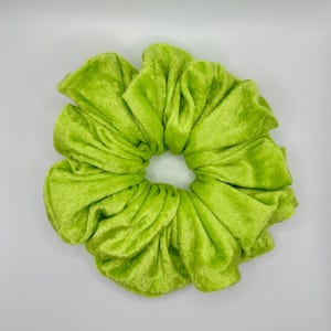 Bright Green Velvet Handmade Scrunchie / Large XXL / Durable Hair Accessories for All Hair Types / gift for her bachelorette party bride