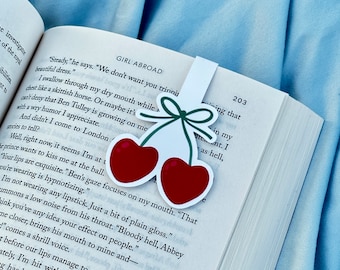 Coquette Cherries Magnetic Bookmark | book accessories gift for book lover bookish booktok boyfriend cherry girly girlypop