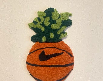 Basketball planter tufted rug / wall art