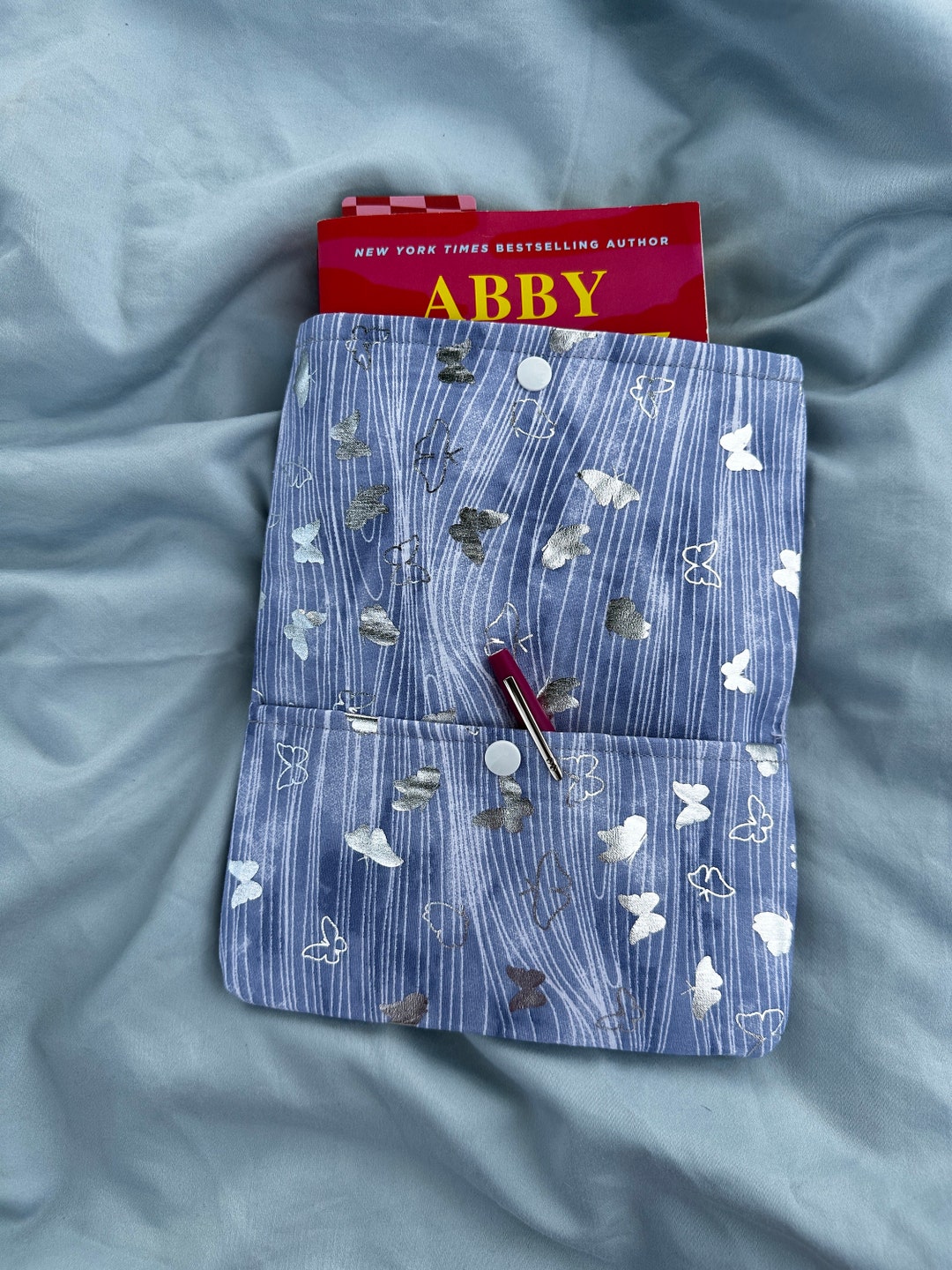 Metallic Butterfly Book Sleeve With Snap | Kindle Cover | Ebook Pocket ...