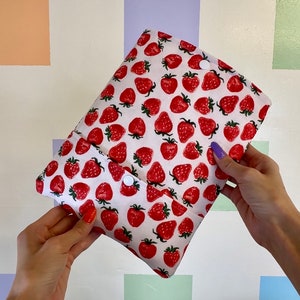 Boekenhoes aardbei met drukknoop | Kindle-cover | e-boekvak | Accessoires voor e-readers | boekaccessoires | rode peper