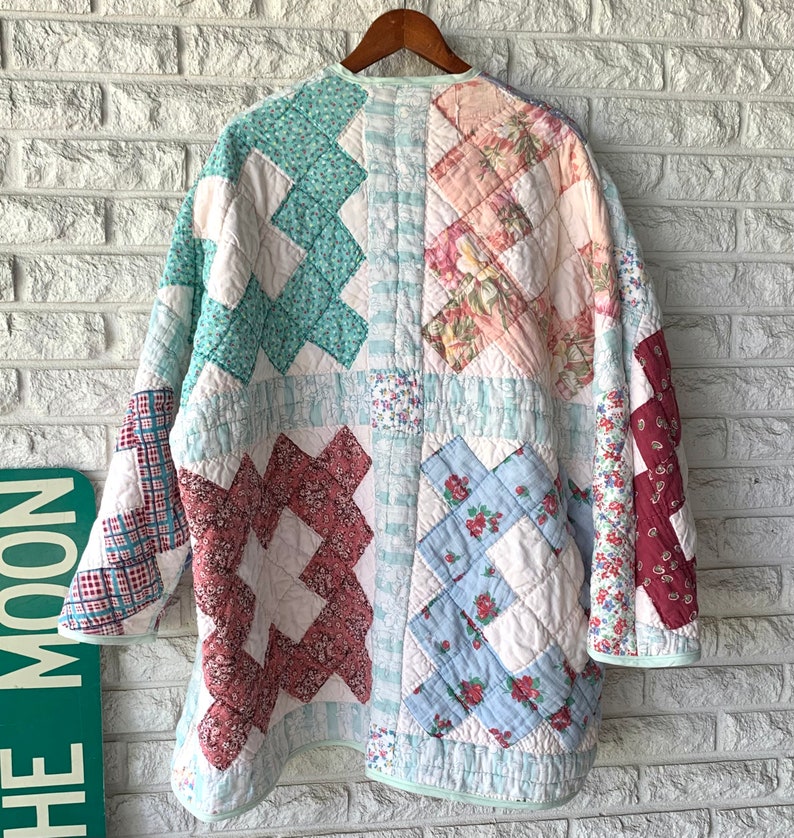 Vintage Quilt Coat Jacket Handmade Size Xlarge Boho Trendy Etsy