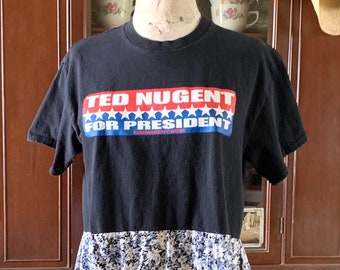Ted Nugent T Shirt Dress Maxi Dress Reworked Ted Nugent T Shirt Sustainable Reworked Band Shirt