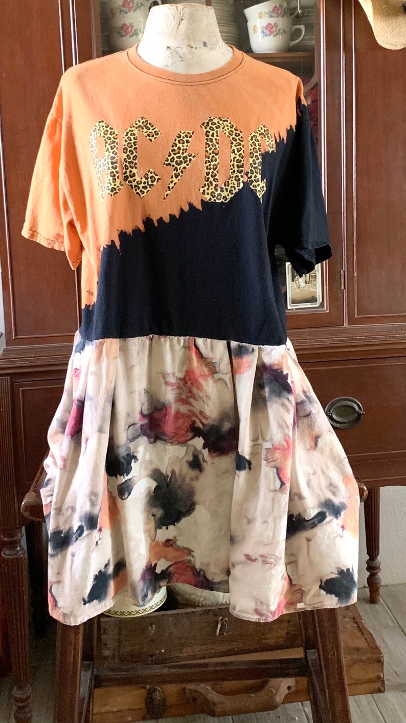 Ac-dc T Shirt Dress Maxi Dress Reworked Ac/dc T Shirt Sustainable ...