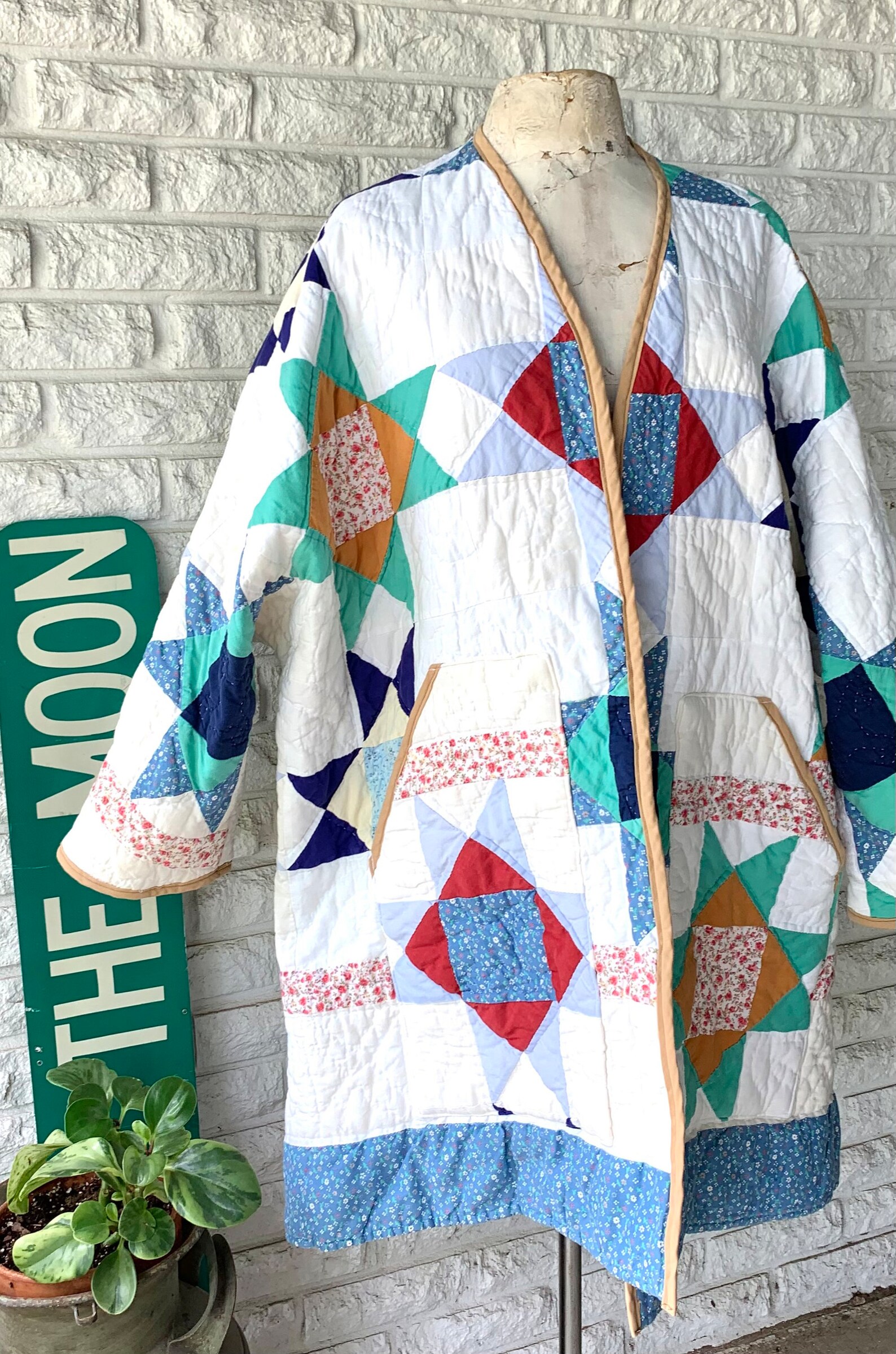 Vintage Quilt Coat Jacket Handmade Size 2xlarge Boho Trendy Etsy