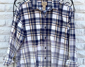 M Cozy Bleached Flannel Fall Bonfires Pumpkin Patch Outings Autumn Hayrides Distressed Flannel Shirt Dipped and Splattered Size Medium