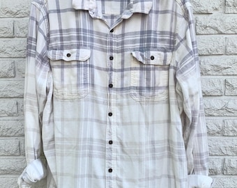 3XL Cozy Bleached Flannel Fall Bonfires Pumpkin Patch Outings Autumn Hayrides Distressed Flannel Shirt Dipped and Splattered Size 3X-Large