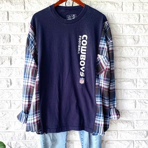 Reworked Dallas Cowboys NFL T-Shirt and Flannel Sustainable Clothing Tops Shirt ReFashioned Upcycled Reconstructed Fall Football Shirt NFL