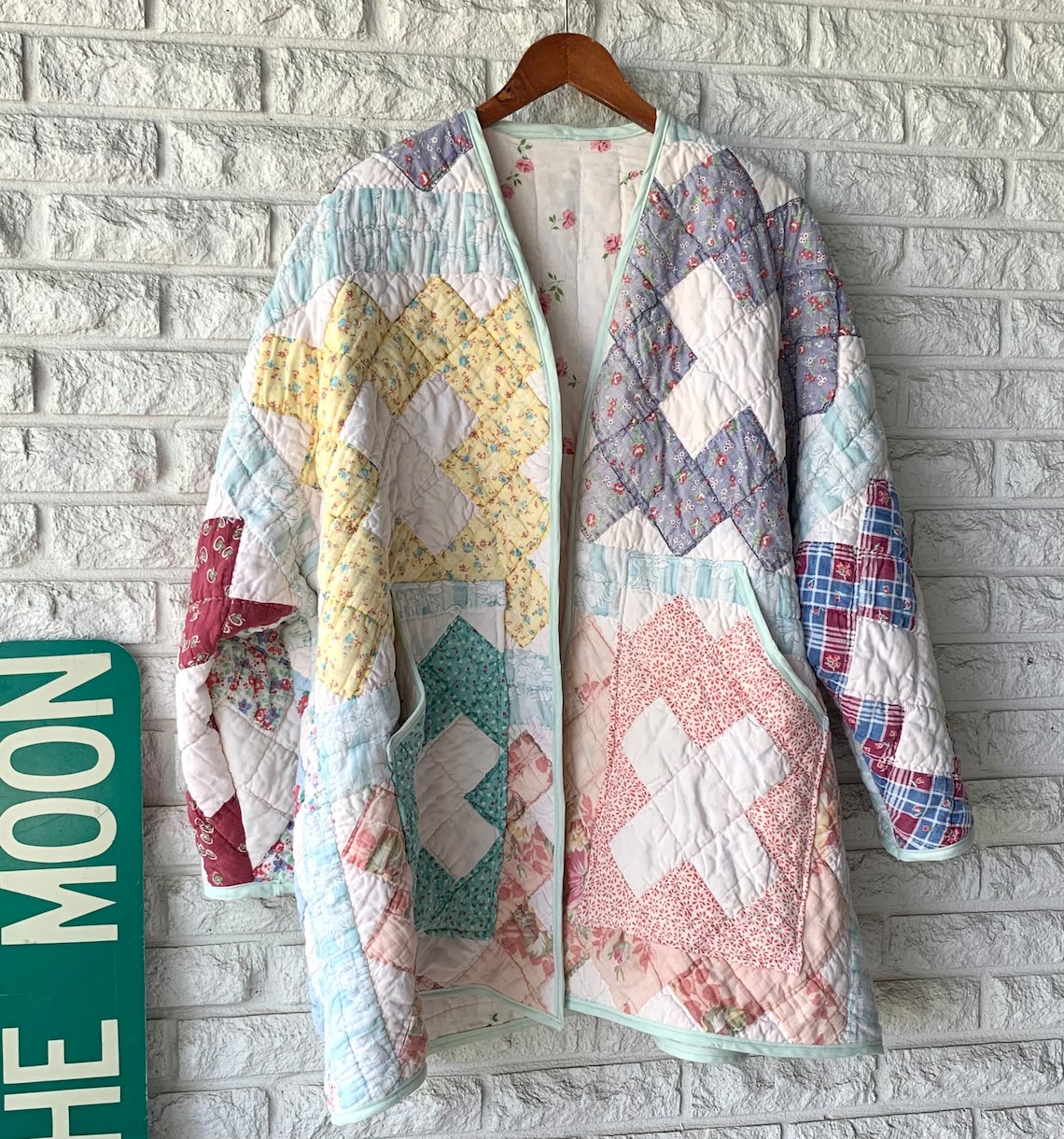 Vintage Quilt Coat Jacket Handmade Size Xlarge Boho Trendy Etsy