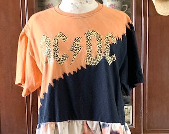 Ac-Dc  T Shirt Dress Maxi Dress Reworked Ac/Dc T Shirt Sustainable Reworked Band Shirt