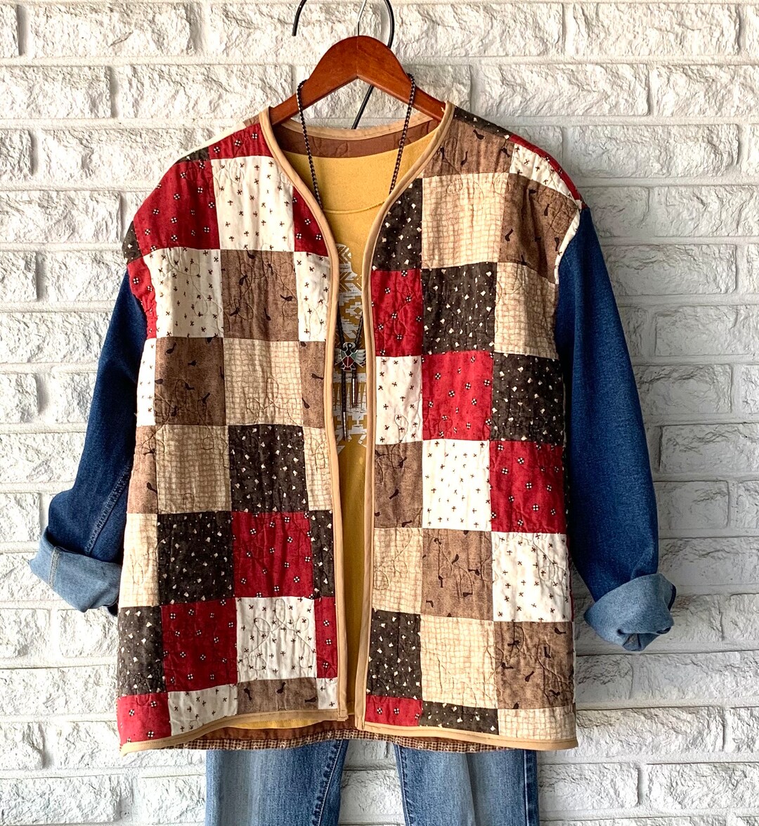 Vintage Quilt Jacket Handmade Size Large Boho Trendy Quilt Etsy