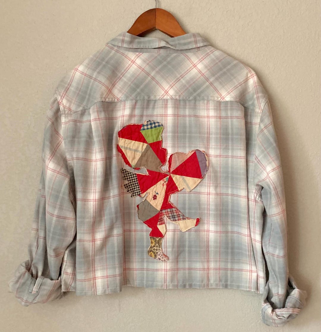 Reworked Patchwork Reworked Sample Ladies XL Reworked Upcycled Patchwork Crop Top Patched Shirt Cropped ...