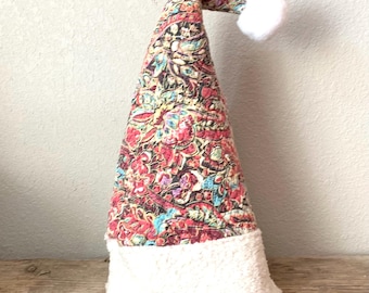 Rustic Primitive Style Vintage Quilt Santa Hat Made From Vintage Quilt Christmas Holiday Hat Trending Quilts Here Comes Santa Clause OSFM
