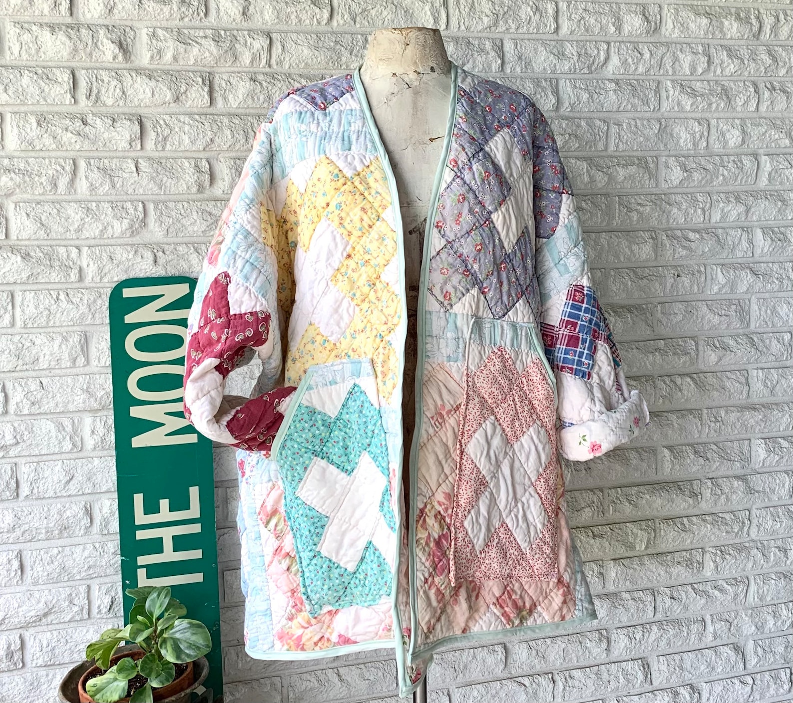 Vintage Quilt Coat Jacket Handmade Size Xlarge Boho Trendy Etsy