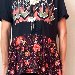 MEDIUM Ladies AC/DC Tunic Top Tee Sustainable Top Music Concert ...