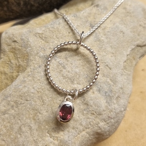 Pendant Pendant Cord Wire 925/- Silver Rhodolite Red Berry