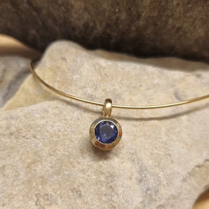 Pendant Pendant 585/- GG Yellow Gold Iolite Purple