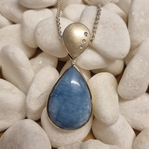 Pendant Pendant Aquamarine Drop Shape 925/- Silver Brilliant Blue