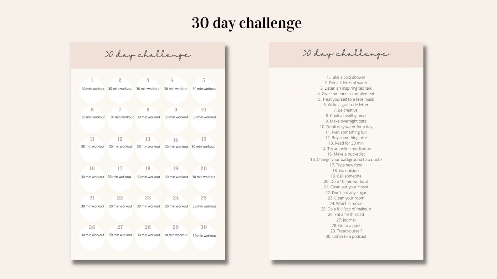 30 Day Challenge Template - Etsy