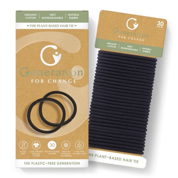 The Plant-Based Hair Tie by Generation For Change | Made with Organic Cotton & Natural Tree Rubber | Sustainably Produced | Biodegradable