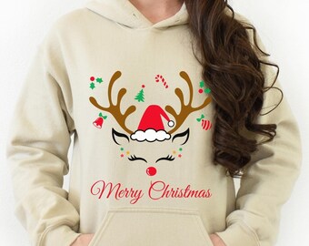 Reindeer Christmas Hoodie: Unisex Holiday Sweatshirt