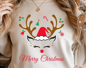 Reindeer Christmas Sweatshirt, Gift for Christmas, Reindeer Sweatshirt Christmas, Reindeer Sweatshirt , Reindeer Christmas, Gift for Teacher