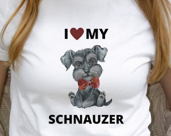 Chemise Schnauzer : t-shirt pour amoureux des chiens, cadeau pour maman de chien