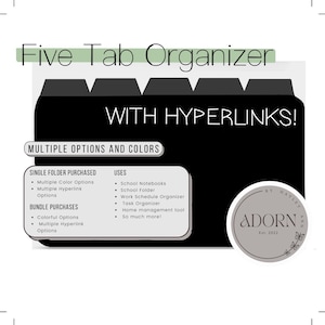 BLACK Digital Folder/Notebook with Hyperlinked Tabs
