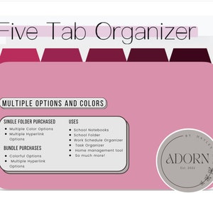 Pink Digital Folder with Hyperlinked Tabs