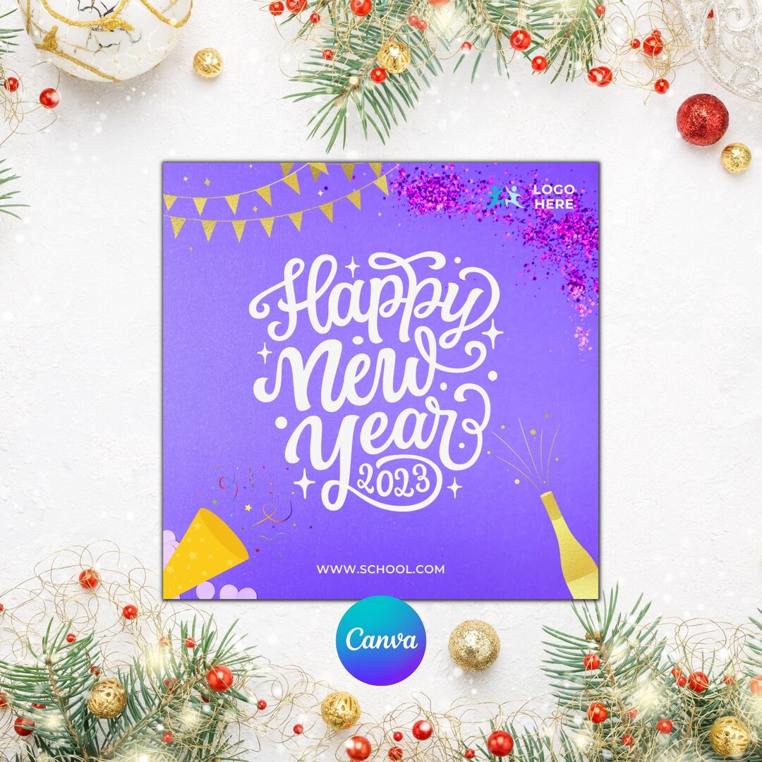 Happy New Year Canva Template For Facebook Instagram Etsy