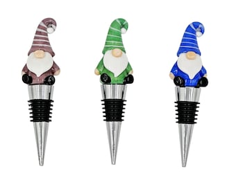 3 Pack Gnome Wine Bottle Stoppers - Universal Glass Bottle Decanter Stopper Plugs