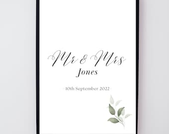 Mr and Mrs, Mr and Mrs Gifts, Wedding Gift, Wedding Frame, Mr and Mrs Frame, Mr and Mrs Sign, Wedding, Personalised Wedding Gift