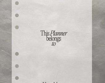 Personalized Planner Dashboard with Your Name – Transparent | Minimalist Insert for Ring Planners, Discbound Systems & A5 Binders