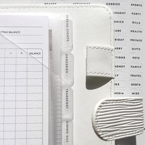 Stickers für Budget-Planung, Transparent stickers für tab dividers, 65 budget-stickers, english/deutsch, Aufkleber finanzplaner