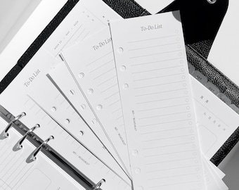 To-Do List Inserts | Ring Binder Inserts | Inserts for A5 Ring Planners and Discbound Planners | To-Do Half Pages