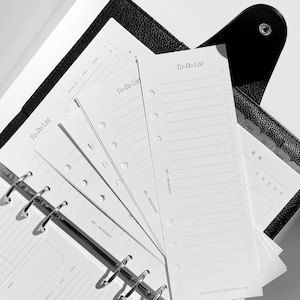 Lista de tarefas inserções intermediárias | Inserções para argolas | Inserções para planejadores de anéis A5 e planejadores de disco | Para fazer meias páginas