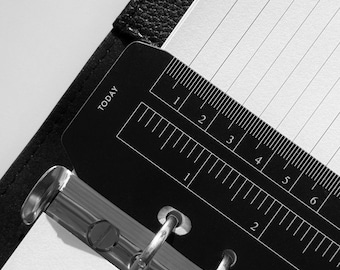 Today Bookmark with Ruler | Black Planner Page Marker for A5 and Personal Ring Planners