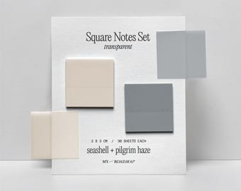 Transparent Sticky Notes 3 x 3 cm, 2-Color Set – Modern Planner Tabs, Square Notes