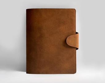 Suede Refillable Notebook Cover «Amber» Personalizable with rings / without rings | Binder Discbound | A5 Ring Planner | Agenda 2026