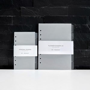 Divisórias A5 / Personal transparentes foscas para planejadores de anéis com abas laterais | Divisórias para planejadores | Índice para fichário Filofax A5