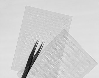 Transparent tab stickers with white print for registers/bookmarks, 96 stickers, German or English, Minimal Tab Label