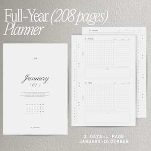 Inserti per planner A5 stampati 2026, inserti per planner annuale su 208 pagine, inserti annuali datati per planner ad anello, ricarica Filofax 2025