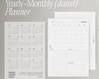 2027 Monthly Planner – Dated Inserts in A5 / Personal / Half Letter / HP Mini Sizes + Transparent Calendar Dashboard | Printed Refills