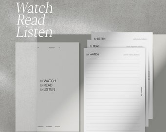 Leisure Planner Inserts – To Watch, To Read, To Listen | For Filofax & Discbound Planners – A5, Personal, Half Letter, HP Mini