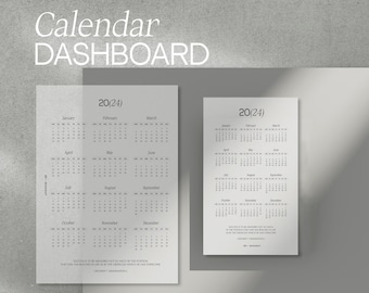 Kalenderdashboard 2024 voor planners gemaakt van 160 g perkamentpapier, kalenderinzetstukken | Jaaroverzicht | Insteekkaarten A5/Personal/HL/HP Mini