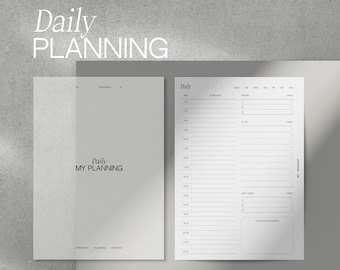 Daily planner with time slots, undated, A5/Personal/FCC/Half Letter/HP Mini | Printed calendar inserts for ring-bound planners and discbound